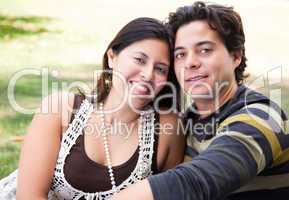 Attractive Hispanic Couple Portrait Outdoors