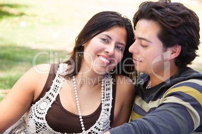 Attractive Hispanic Couple Portrait Outdoors