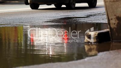 puddle on street
