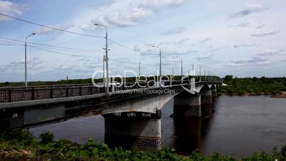 Bridge over river with transport