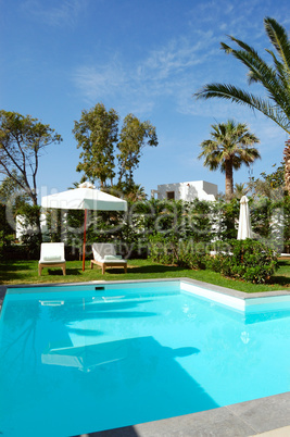 Swimming pool at luxury villa, Crete, Greece