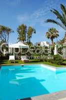 Swimming pool at luxury villa, Crete, Greece