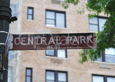 Central Park Schild