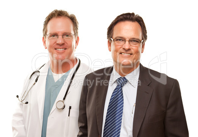 Smiling Businessman with Male Doctor or Nurse