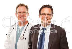 Smiling Businessman with Male Doctor or Nurse