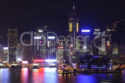 Skyline von Hongkong bei Nacht