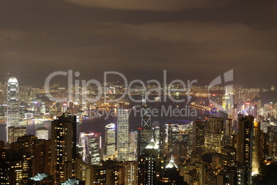 Hong Kong Island and Kowloon skyline at night