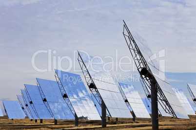 Field of Renewable Green Energy Solar Mirror Panels