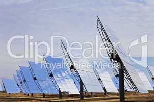 Field of Renewable Green Energy Solar Mirror Panels