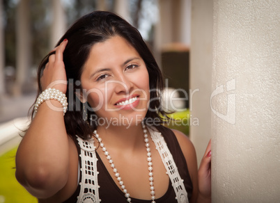 Attractive Hispanic Young Woman Outside