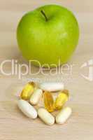 Green Apple and Nutrition Supplement Tablets or Medicine