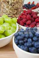 Healthy Breakfast Blueberries, Raspberries, Strawberries, Grapes