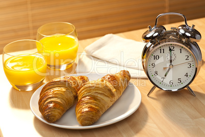 Healthy Continental Breakfast Croissant, Orange Juice & Alarm Cl