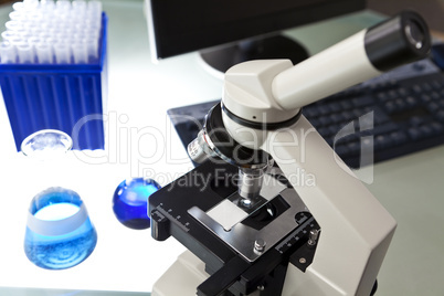 Microscope, Computer and Scientific Research Equipment In Labora