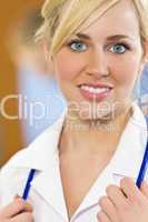 Beautiful Blond Female Nurse With Blue Eyes