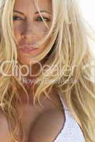 Beautiful Sensual Blond Woman Close Up Portrait