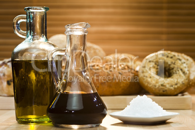 Olive Oil, Balsamic Vinegar, Salt and Rustic Bread