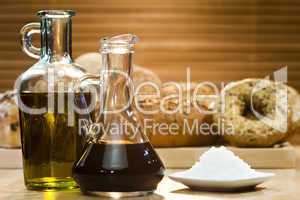 Olive Oil, Balsamic Vinegar, Salt and Rustic Bread