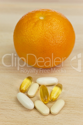 Orange and Nutrition Supplement Tablets or Medicine