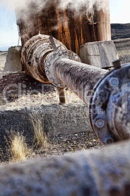HDR Photograph of Rusting Industrial Pipes and Pipelines