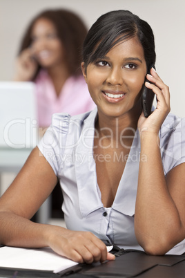 Beautiful Young Indian Asian Businesswoman On Cell Phone