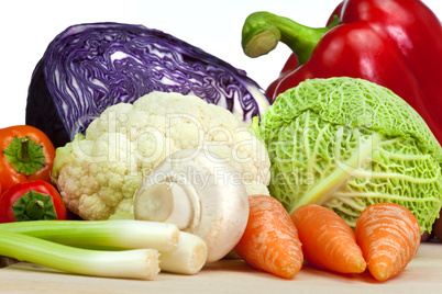 Selection of Organic Vegetables Isolated on White Background