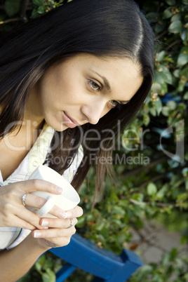 Teen drinking coffee