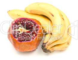 Pomegranate and bunch of bananas