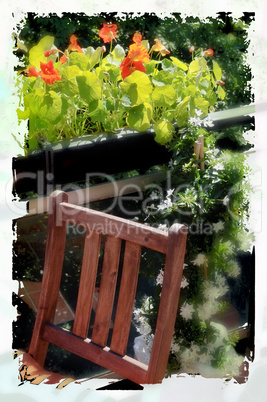 Balkon mit Blumenkasten