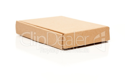 Closed Thin Cardboard Box on White