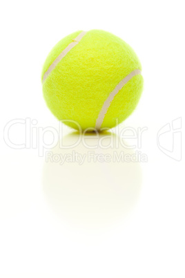 Single Tennis Ball on White with Slight Reflection