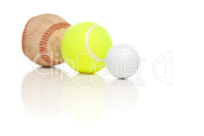 Baseball, Tennis and Golf Ball on White