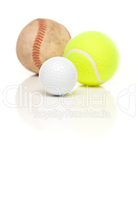 Baseball, Tennis and Golf Ball on White