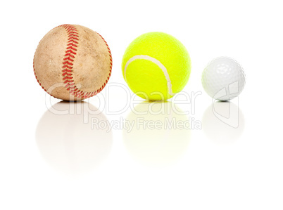 Baseball, Tennis and Golf Ball on White