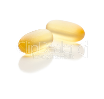 Omega 3 Fish Oil Supplement Capsules on White