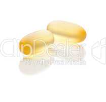 Omega 3 Fish Oil Supplement Capsules on White