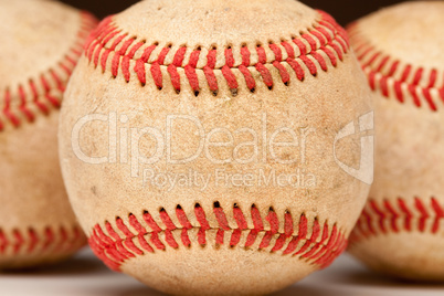 Macro Detail of Worn Baseball