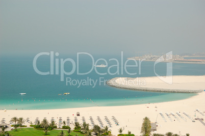 Beach of luxury hotel and construction of new hotels on Palm Jum