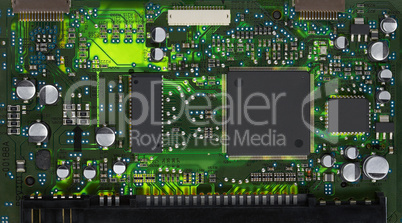 Closeup of electronic circuit board