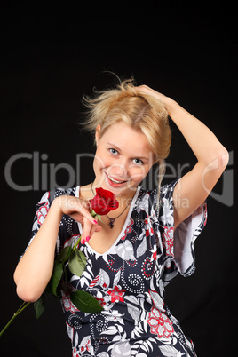 Blonde with rose.