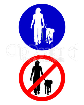 Verkehrsschild: Mensch und Hund beim spazieren gehen