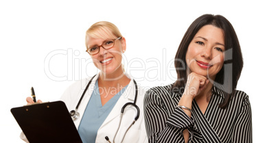 Hispanic Woman with Female Doctor or Nurse
