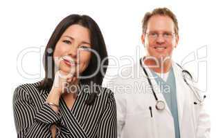 Hispanic Woman with Male Doctor or Nurse