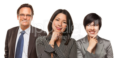 Hispanic Women and Businessman on White