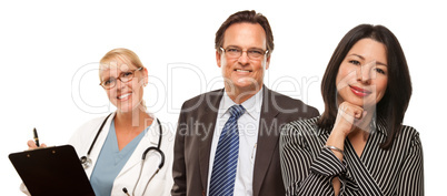 Hispanic Woman with Husband and Female Doctor
