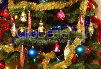 toys on green christmas fir