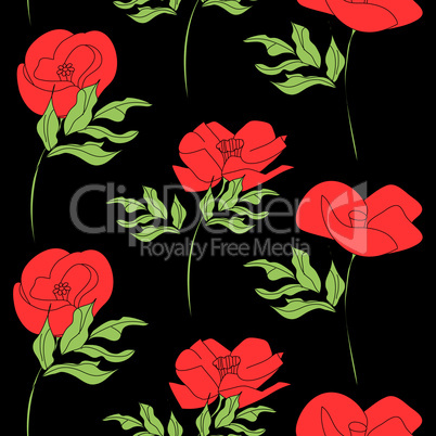 Seamless wallpaper with poppy flowers