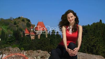 A girl and a beautiful landscape