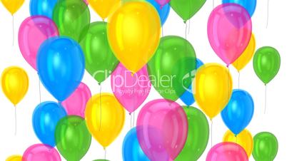Balloons moving upward on isolated background