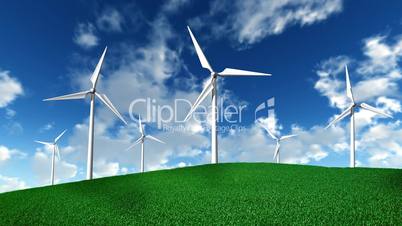 Wind turbines at meadow